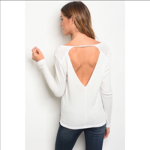 3 Left❗️ Ivory Relaxed Fit Thermal With Open Back - Picture 2 of 3